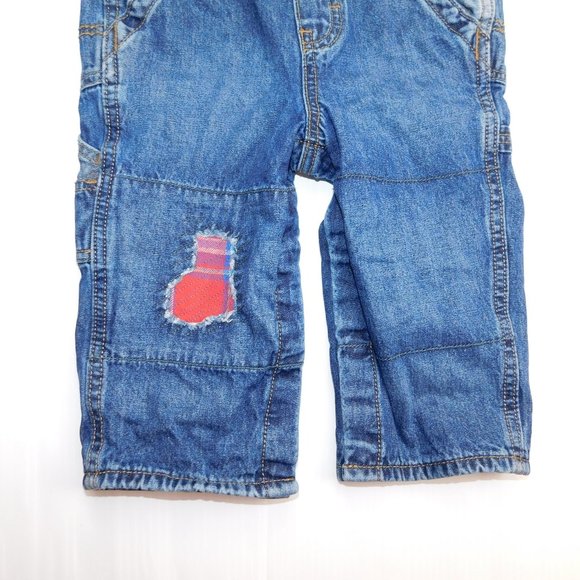 Boys 18 months Plaid Flannel lined Denim Overalls - Picture 6 of 9